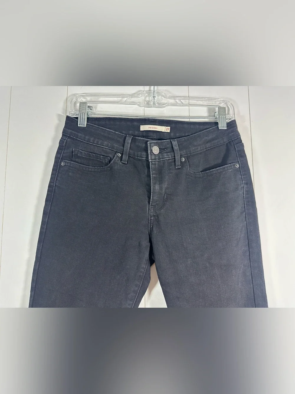 Levis 711 Skinny Jeans Womens Sz 27 Black Mid Rise Stretch Denim